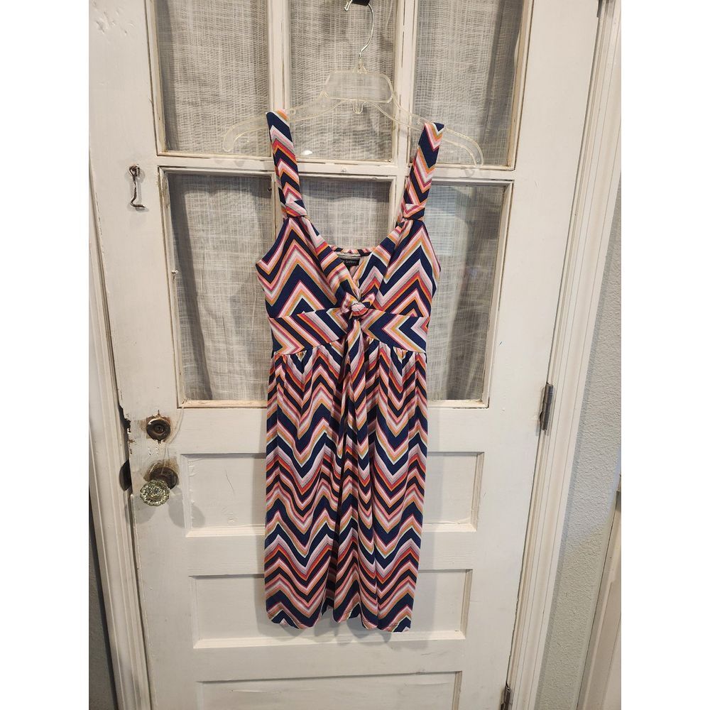 Allison Brittney Multi Color Chevron Stripe Tank Top Dress